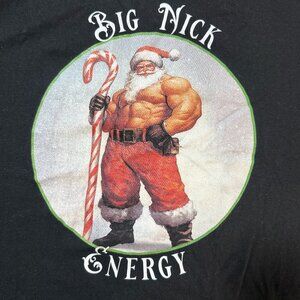 Big Nick Energy Christmas Santa Adult Humor black short sleeve t-shirt sz Medium